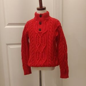 GAP Vibrant Red Cable Knit Moc Neck Sweater XS (4-5)